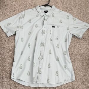 RVCA Men's Light Blue Short Sleeve Button-Up Shirt